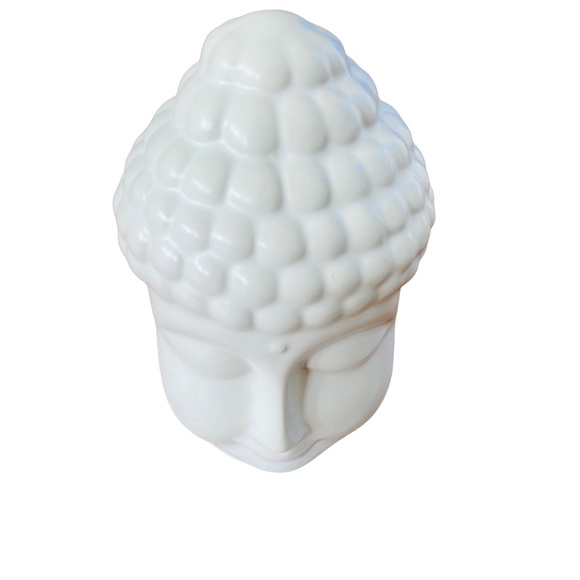 NEW Set of 2 Small White Buddha Head Ceramic Statues - Picture 10 of 11